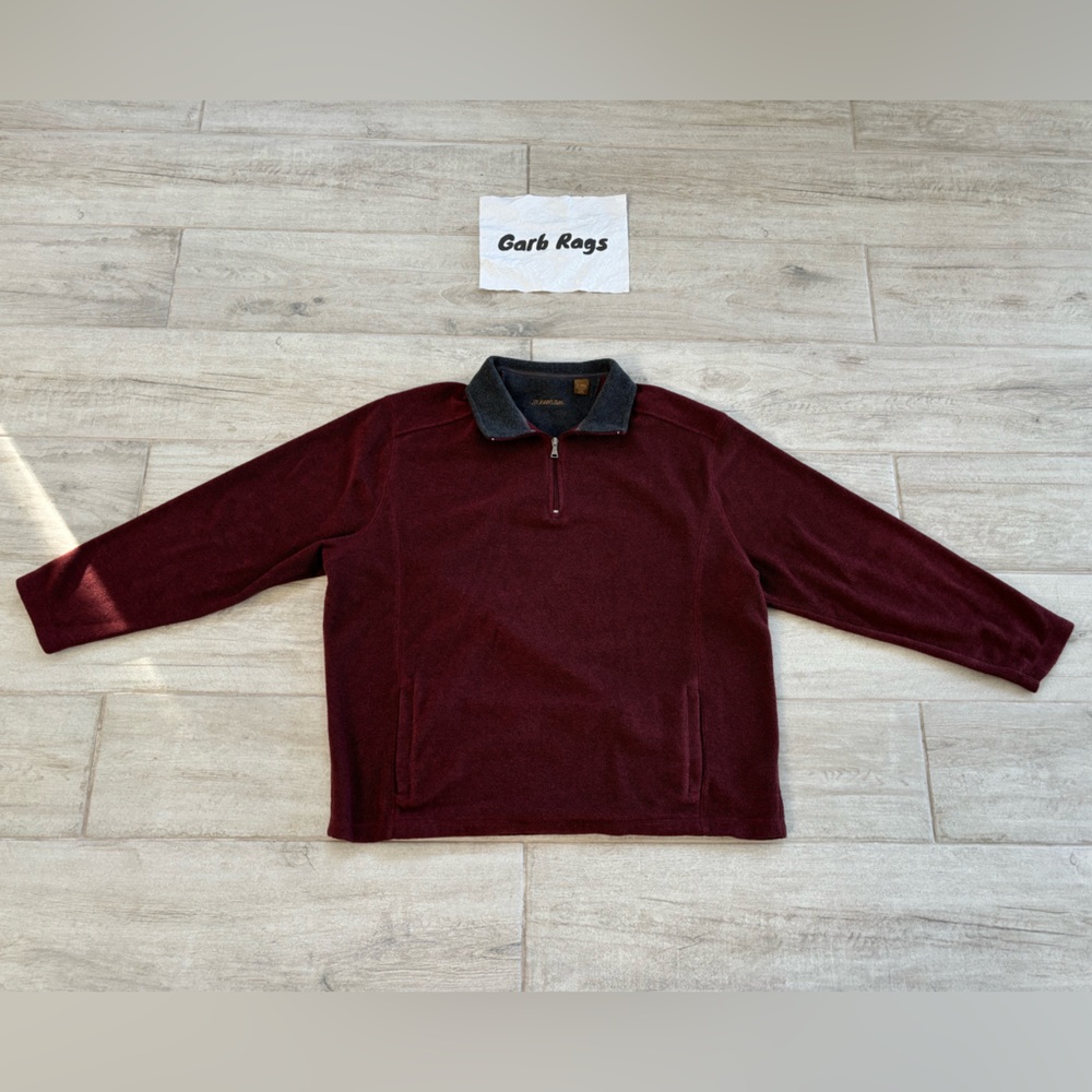 St. John's Bay Fleece Quarter Zip Jacket (Red) with Collar - Men's XL Longsleeve